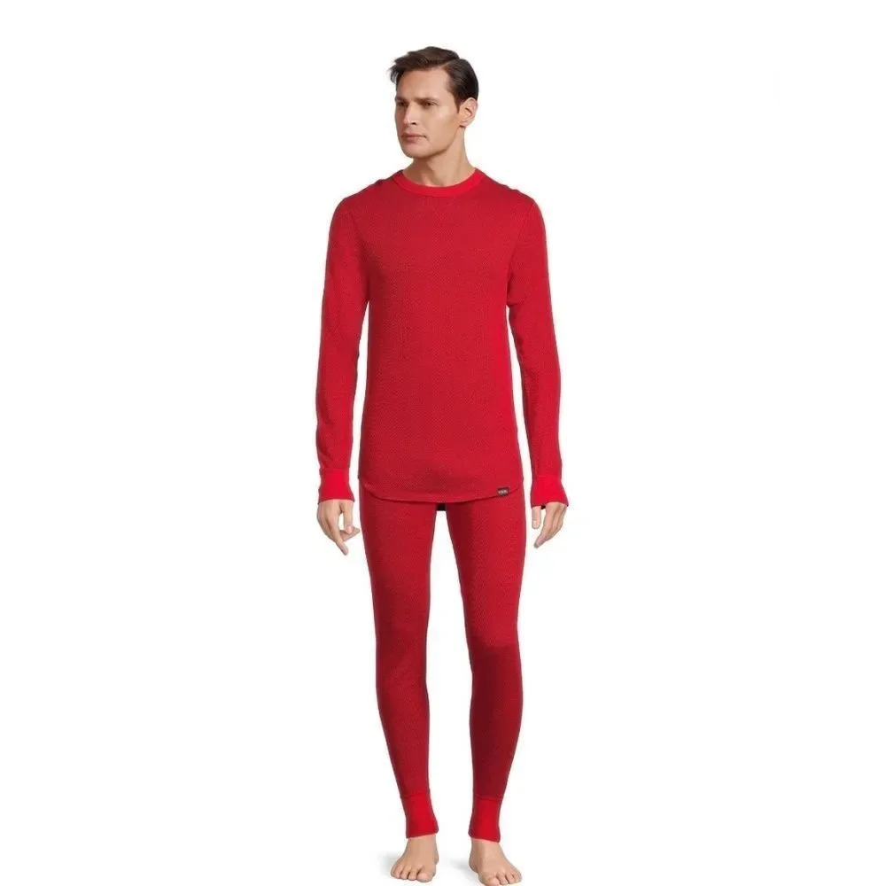 Mens Hanes Originals Raschel Reversible Knit Thermal Top & Bottom Size M